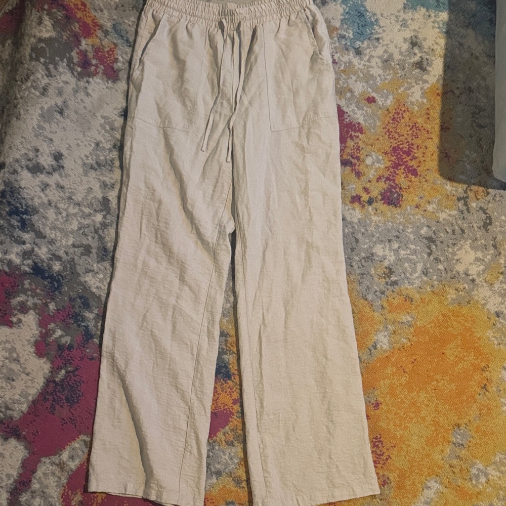 Women's Cream Drawstring Pants